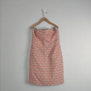 Women's Trina Turk Strapless Geometric Print Dress - Size 12 Orange White Cotton